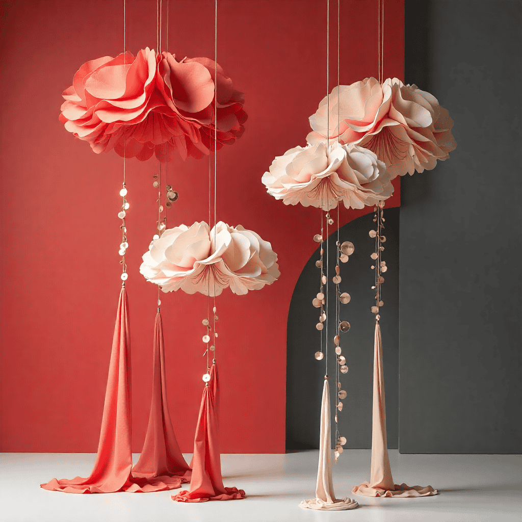 Pastel ballon installatie met zachte roze tinten