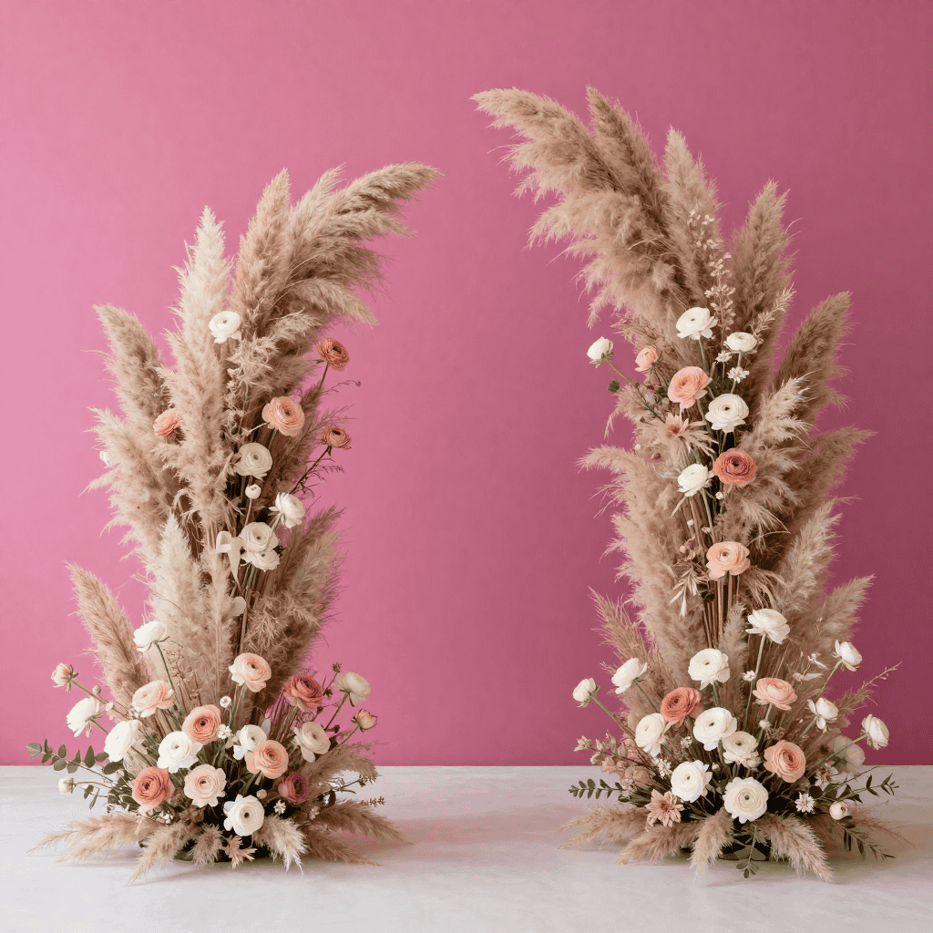 Lavendel en roze stof achtergrond met papieren decoraties